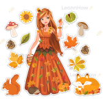 DEKORACJA JESIEŃ -  PANI JESIEŃ 02 - DWUSTRONNA