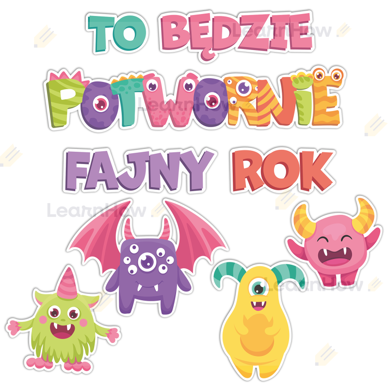 To będzie potwornie fajny rok rozpoczęcie roku szkolnego dekoracja duża szkoła przedszkola żłobek.png