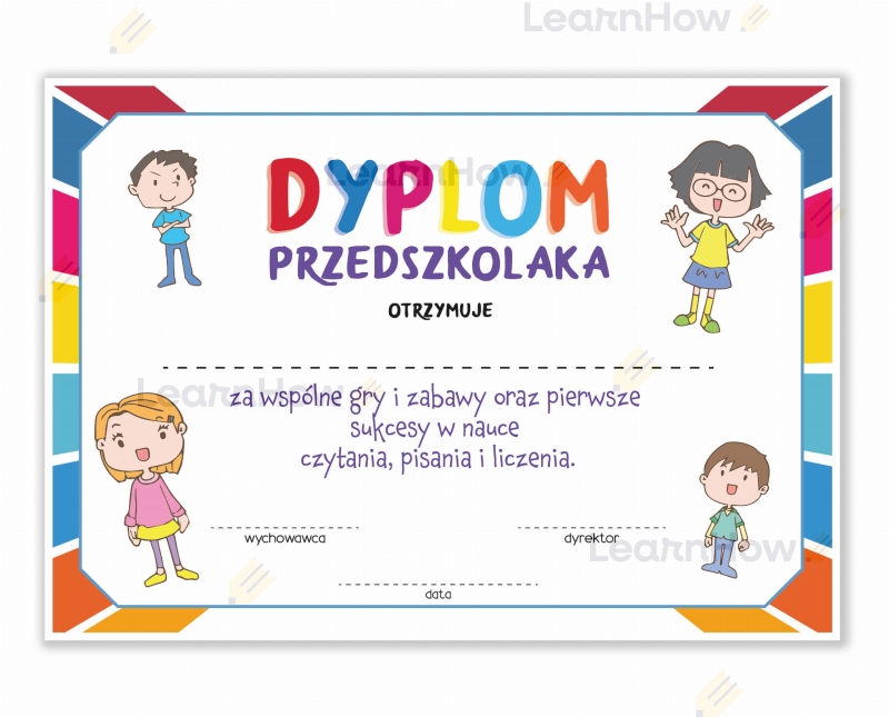 Dyplom przedszkolaka, dyplomy upominki szkolne