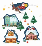 DEKORACJA ZIMOWA -  ZIMOWE DOMKI (dwustronne)