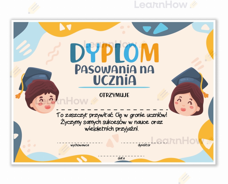 Dyplom pasowanie na ucznia, dzieci, szkolne pasowanie