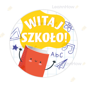 NAKLEJKI SZKOLNE - WITAJ SZKOŁO - ZESZYT (24 sztuki, 60 mm)