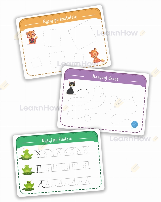 Szlaczki do uzupełniania dla dzieci na kartach suchościeralnych