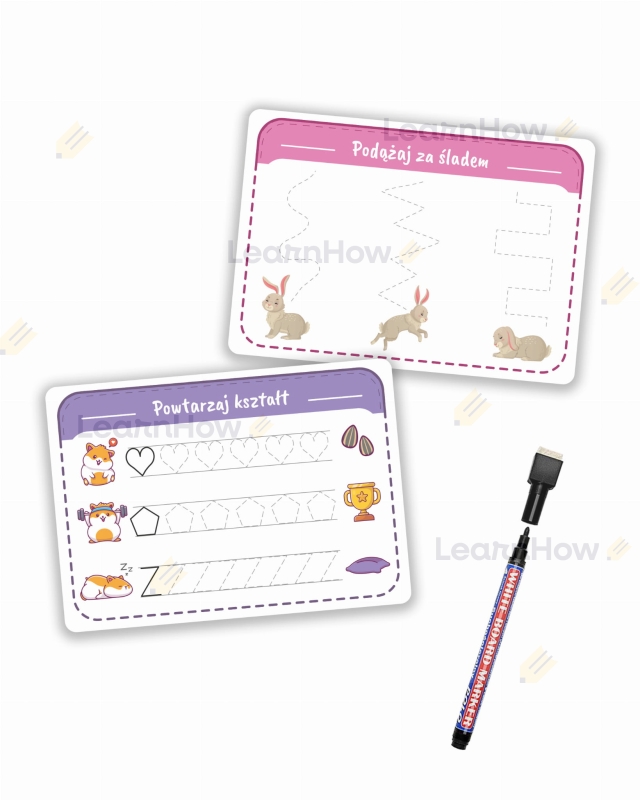 Szlaczki do uzupełniania dla dzieci na kartach suchościeralnych