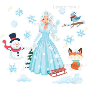 DEKORACJA ZIMOWA OKIENNA - PANI ZIMA  (DWUSTRONNA)