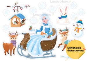 DEKORACJE ZIMOWE - PANI ZIMA W SANIACH (DWUSTRONNA)