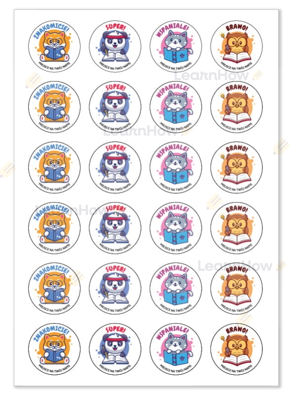 Naklejki motywacyjne dla dzieci, naklejki z własnym napisem, naklejki pochwały