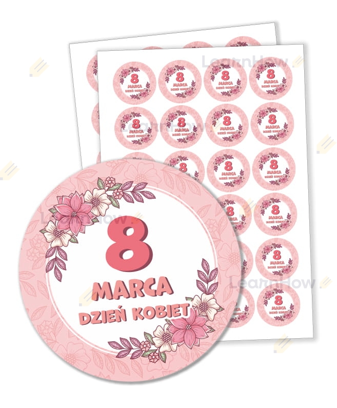 Naklejki dzień kobiet 8 marzec, prezent na dzień kobiet