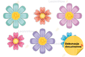 DEKORACJA WIOSENNA - KWIATY 3D XL (dwustronne) - 12 sztuk