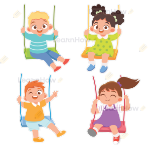 DEKORACJA WIOSENNA - DZIECI NA HUŚTAWKACH (dwustronne)