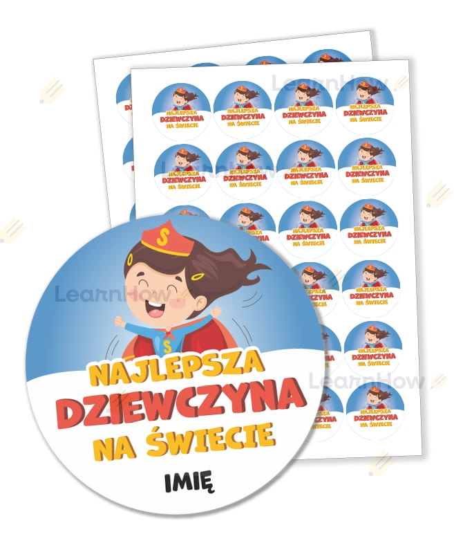 Dzień kobiet najlepsza dziewczyna na świecie naklejki z imieniem