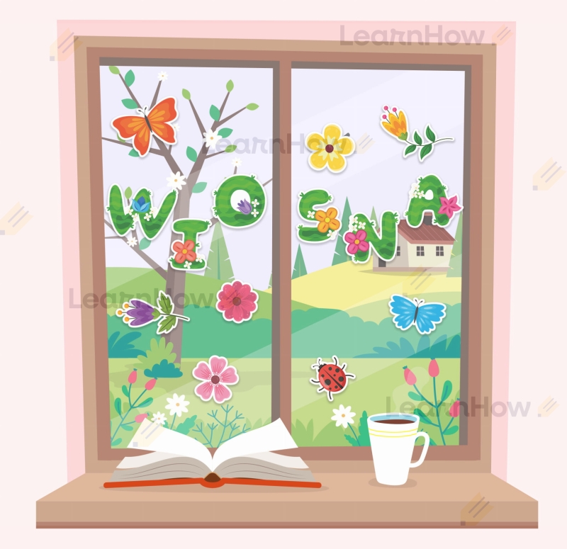 Dekoracje okienne wiosenne, dekoracje do szkoły wiosna