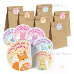 TOREBKI PODZIĘKOWANIA - DZIĘKUJĘ ZA DOBRĄ ZABAWĘ! (6 torebek + 6 naklejek)