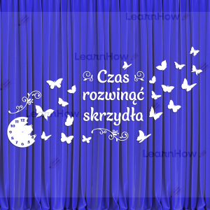 DEKORACJA SZKOLNA - CZAS ROZWINĄĆ SKRZYDŁA Z ZEGAREM (DUŻA XXL)