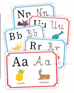 PLANSZE EDUKACYJNE - ALFABET SPÓŁGŁOSKI I SAMOGŁOSKI (zestaw 32 kart, A5) 