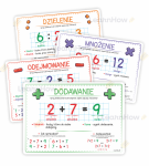 PLANSZE EDUKACYJNE -  DZIAŁANIA MATEMATYCZNE (zestaw 4 kart, A4) 