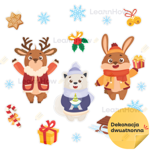 DEKORACJA ZIMOWE - ZIMOWE ZWIERZĄTKA 02 (DWUSTRONNE)