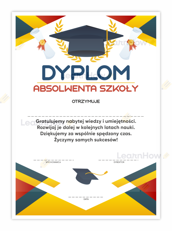 Dyplom absolwenta szkoły, zakończenie roku szkolnego szkolne dyplomy.png
