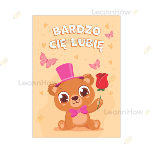 KARTKA WALENTYNKOWA - BARDZO CIĘ LUBIĘ - KAPELUSZ (A6)