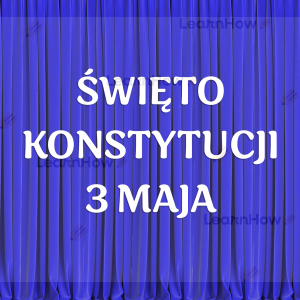 DEKORACJA PATRIOTYCZNA BIAŁA  - NAPIS: ŚWIĘTO KONSTYTUCJI 3 MAJA