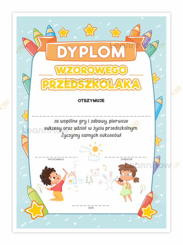 Dyplom wzorowego przedszkolaka szkolne dyplomy wzorowe.png