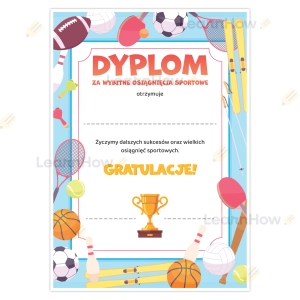 DYPLOM KONKURSOWY SPORTOWY - GRATULACJE (DUŻY A4)