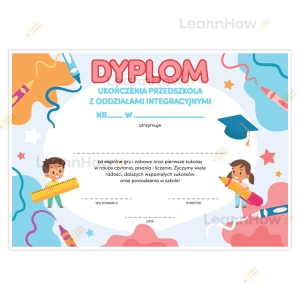 DYPLOM UKOŃCZENIA PRZEDSZKOLA Z ODDZIAŁAMI INTEGRACYJNYMI - DZIECI (A4)