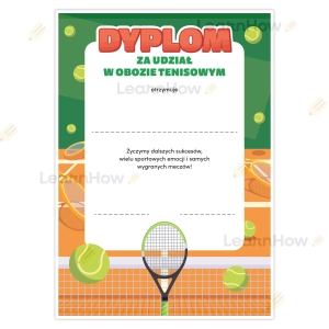 DYPLOM OBOZOWY - OBÓZ TENISOWY (DUŻY A4)