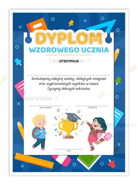 Dyplom wzorowego ucznia - przybory - dyplomy szkolne.png