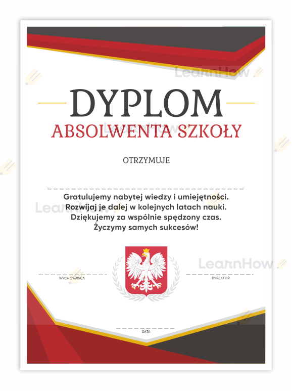 Dyplom absolwenta szkoły - orzeł - dyplomy szkolne, zakończenie roku szkolnego.png