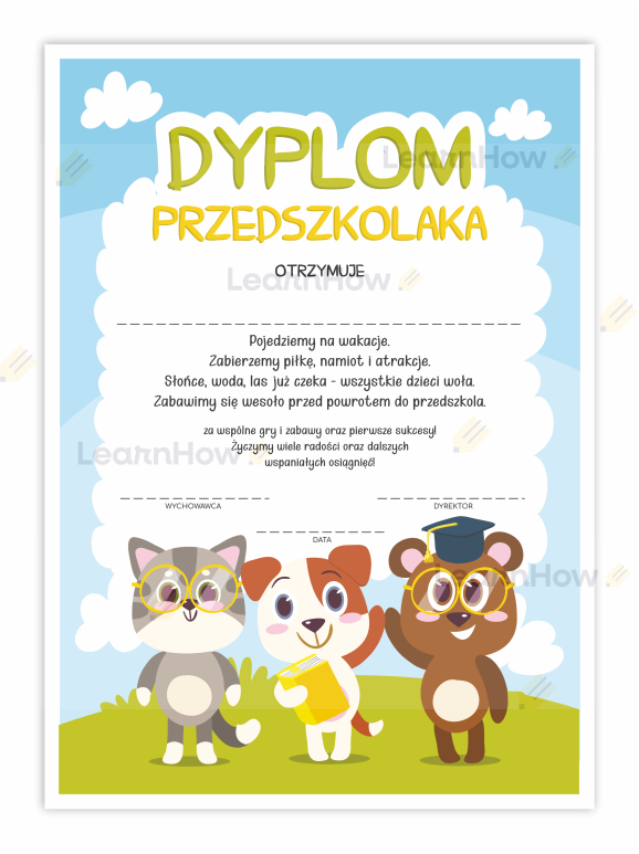 dyplom przedszkolaka z wierszykiem - przywitanie wakacji przedszkole.png