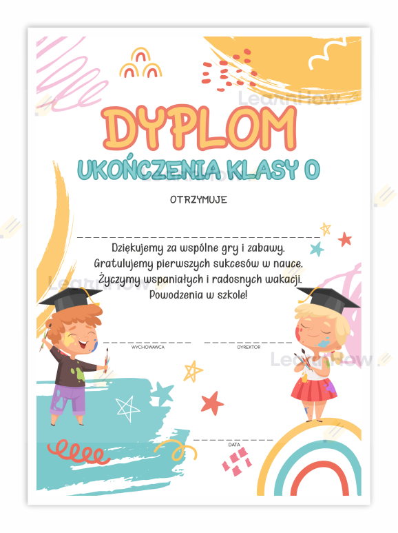 dyplom ukończenia klasy zero, dyplomy szkolne plastyka dzieci.png