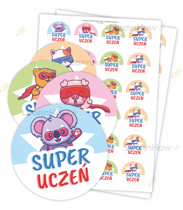 Naklejki szkolne super uczeń, zestaw naklejek dla uczniów.png