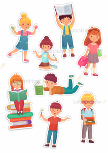 OZDOBY OKIENNE SZKOŁA  - DZIECI 01 (8 elem., dwustronne)