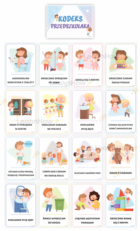 Kodeks Przedszkolaka, zasady dla przedszkolaka, kodeks przedszkolaka na ściane.png