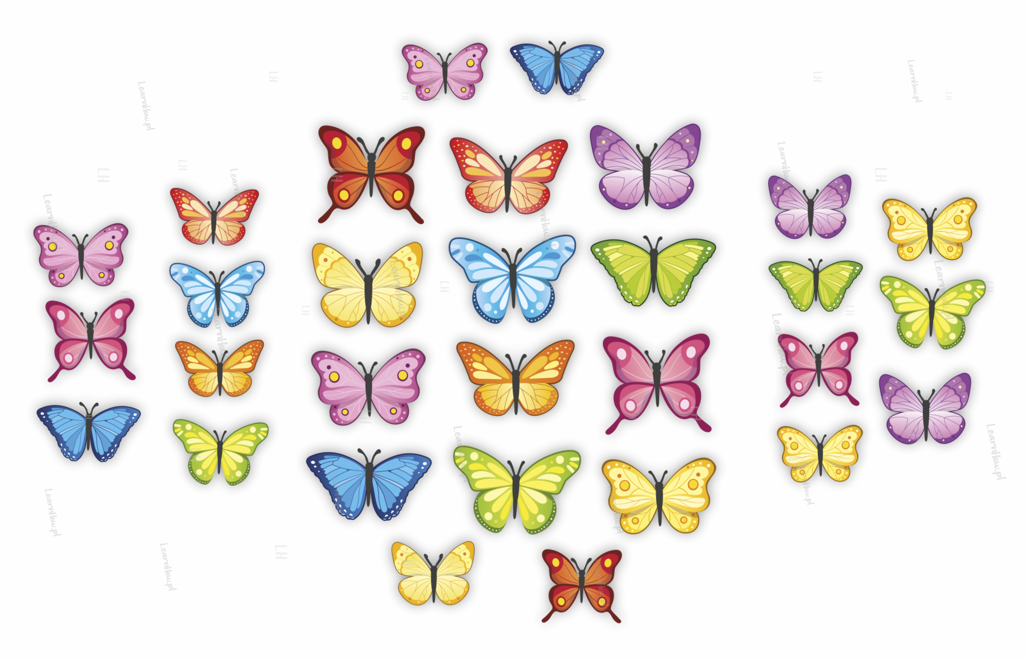 Dekoracja motyle, motylki, dekoracje do żłobka, dekoracje do przedszkola, do szkoły, kwiatki w doniczce, kwiatki doniczkowe, ozdoba kwiatki