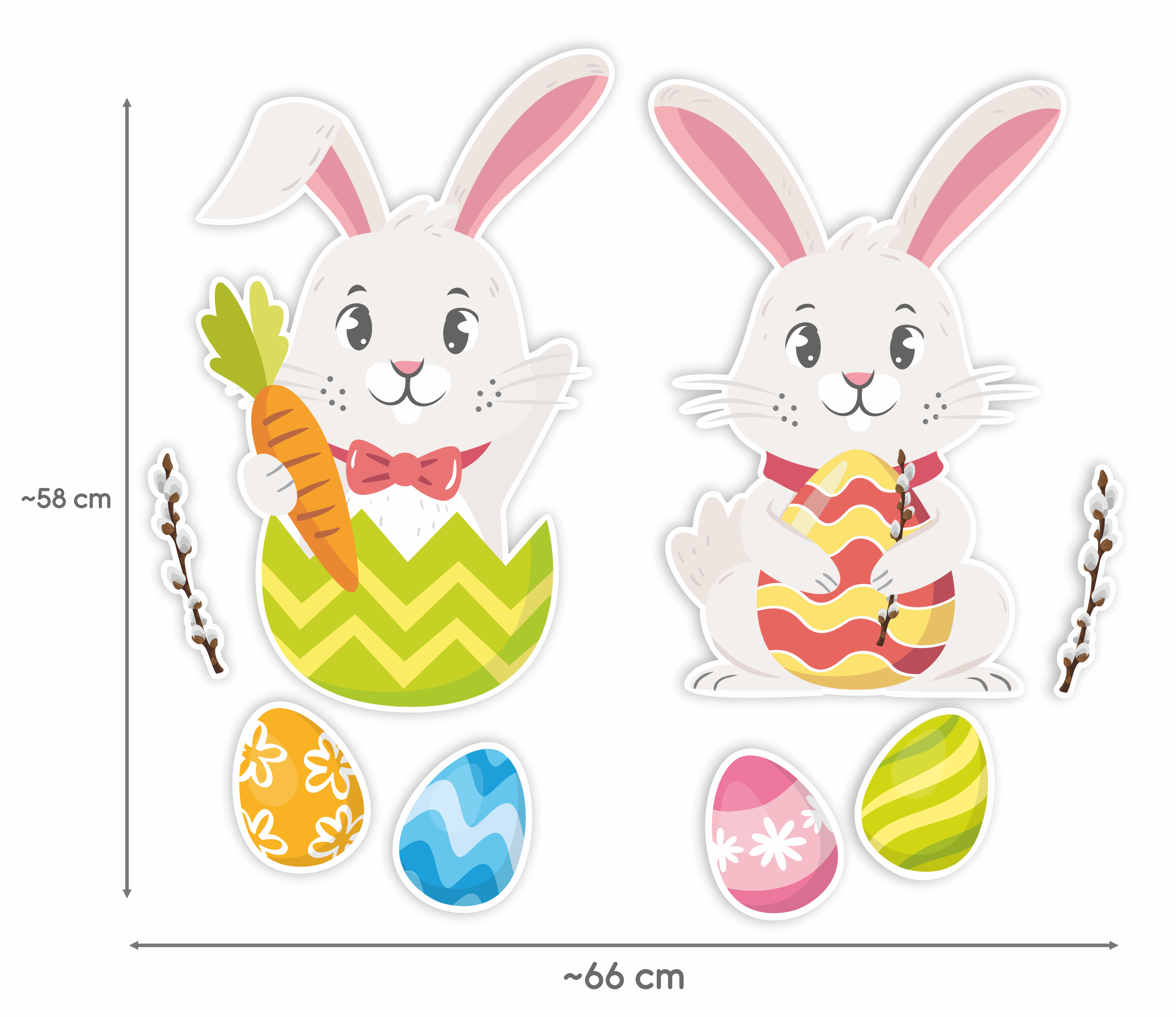 Dekoracja zajączki, Wielkanoc, wiosna, dekoracje do żłobka, dekoracje do przedszkola, do szkoły, ozdoba kwiatki