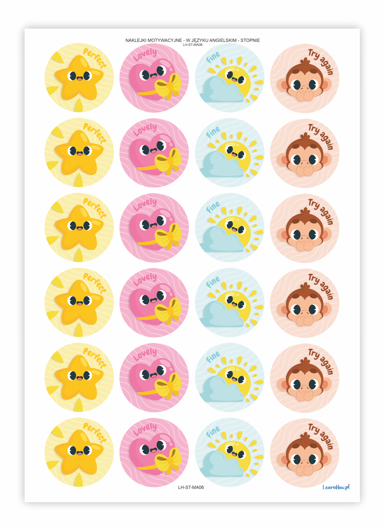 Naklejki motywacyjne po angielsku, nauka języka angielskiego, angielskie buźki, własny napis