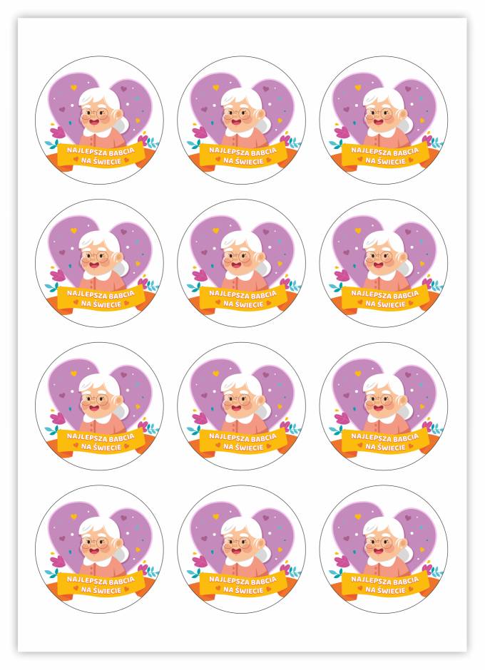 Naklejki dzień babci i dziadka, naklejki dla babci, dla dziadka, najlepsza babcia na świecie, naklejki szkolne przedszkolne