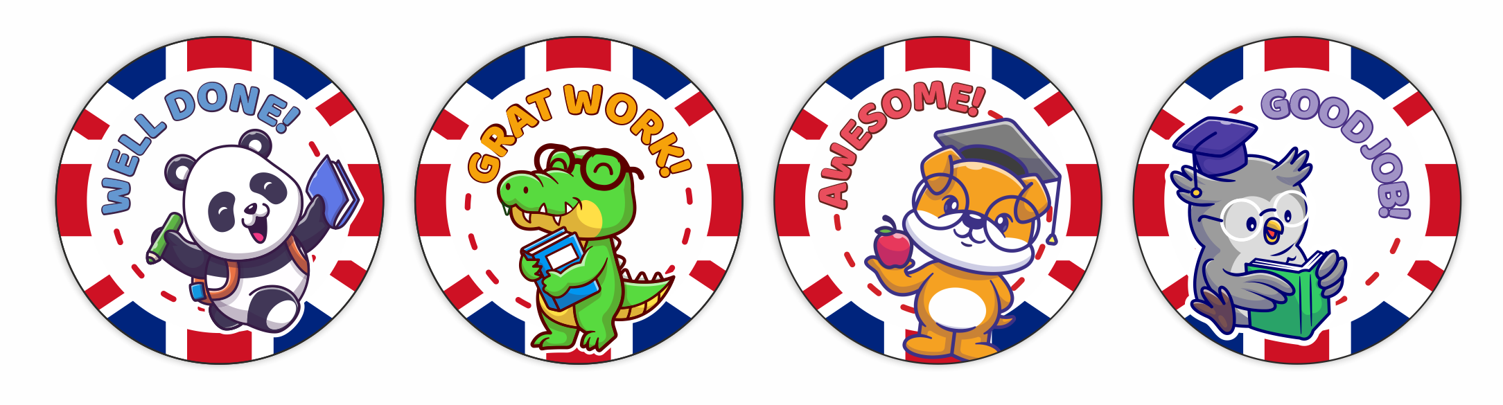 Naklejki motywacyjne po angielsku, nauka języka angielskiego, angielskie buźki, własny napis