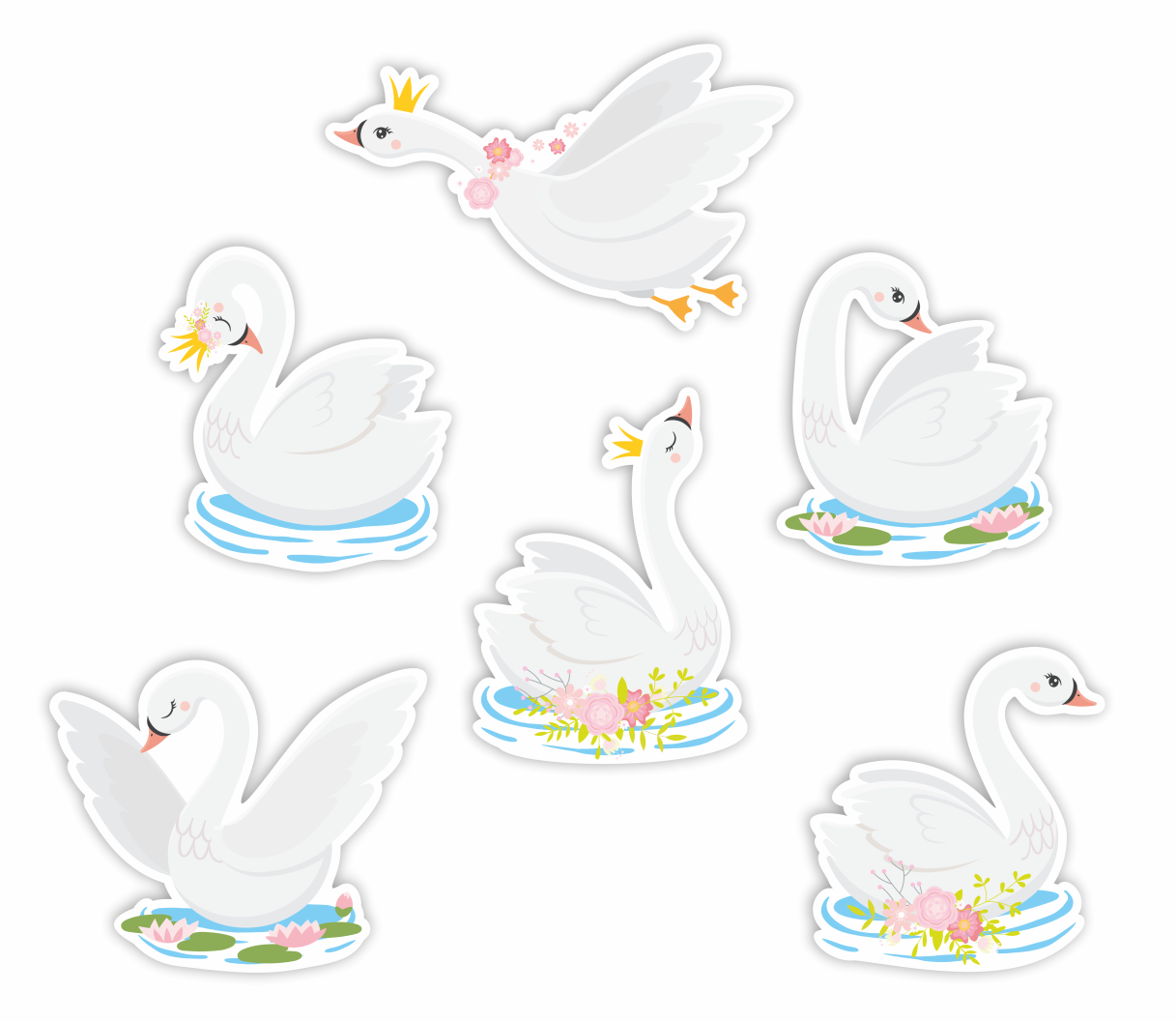 Dekoracja łabędzie, łabędzie, dekoracje do żłobka, dekoracje do przedszkola, do szkoły, kwiatki w doniczce, kwiatki doniczkowe, ozdoba kwiatki