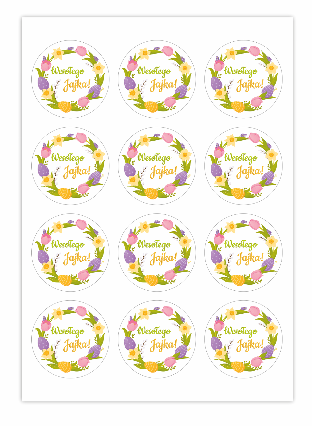 Wielkanoc, naklejki na prezenty, Wesołego jajka