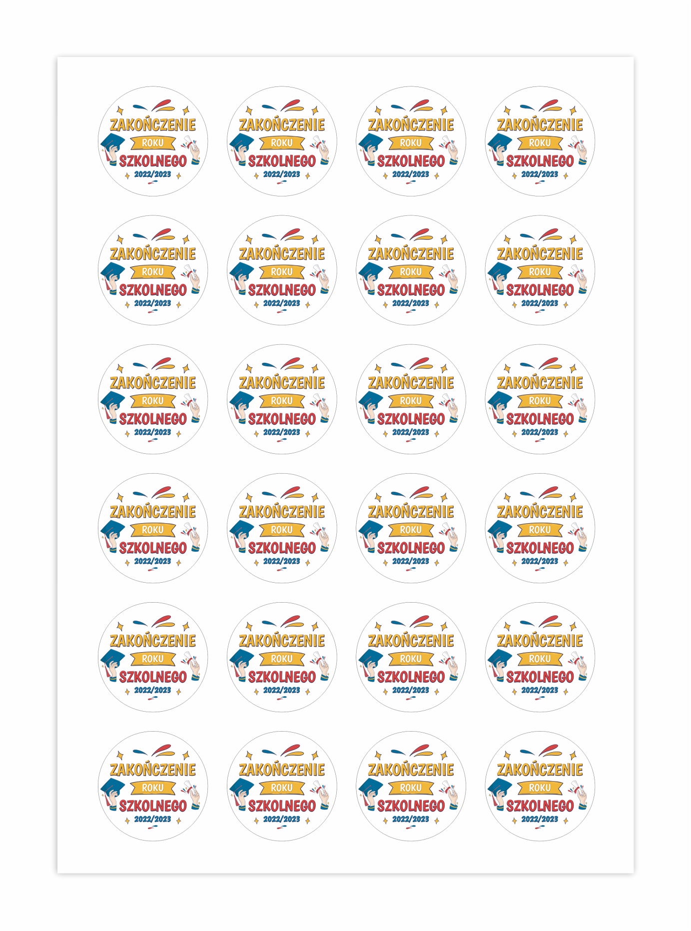 Naklejki motywacyjne z własnym napisem zakończenie roku szkolnego - naklejki z nazwą szkoły przedszkola